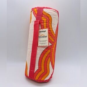 SOCIETY6 PICNIC BLANKET ORANGE, CORAL AND CREME COLORS 50” X 70” NWT